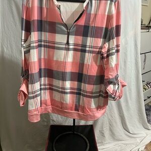 Plaid Women's Top - Pink and Gray